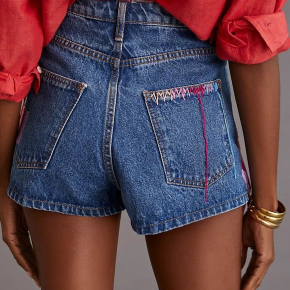 Farm x Anthropologie Colorful Birds Denim Shorts - Picture 2 of 8